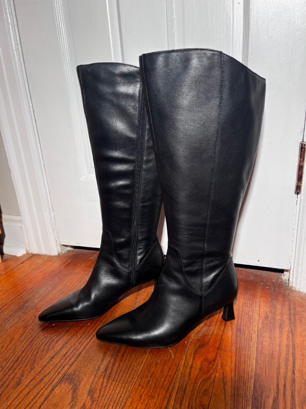 Naturalizer Black Leather Knee High Boots Wide Calf & Wide Width